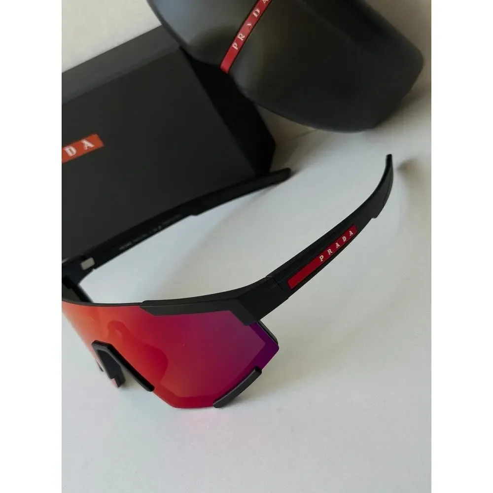 NEW Prada Sport PS04WS Sunglasses in Black Red Mirror $480